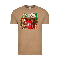 Vintage Coffee Christmas hot chocolate cup with gift and letters Vintage Tee - AdoDesignShop