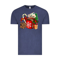 Vintage Denim Christmas hot chocolate cup with gift and letters Vintage Tee - AdoDesignShop