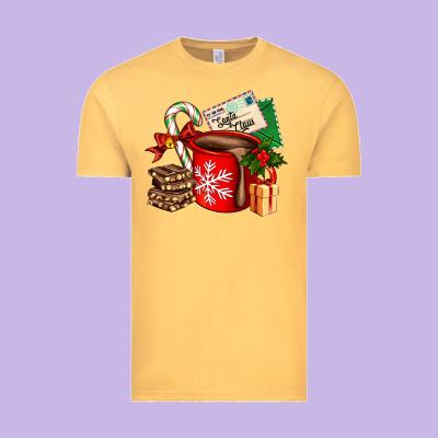 Christmas Hot Chocolate Cup With Gift And Letters Vintage Tee Designed By Adodesignshop