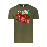 Vintage Olive Christmas hot chocolate cup with gift and letters Vintage Tee - AdoDesignShop