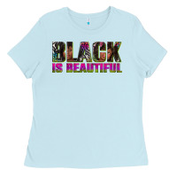 Baby Blue black is beautiful neon Ladies Tee - texasbilliewilder