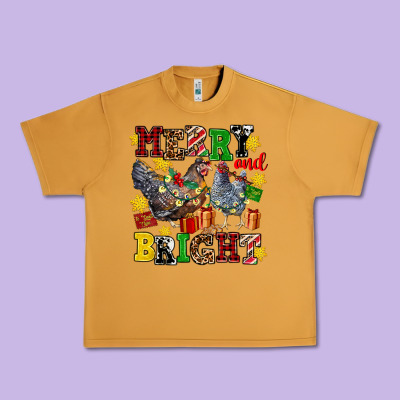 Chicken Merry And Bright Urban Heavy Tee Designed By Adodesignshop