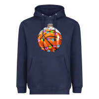 Navy Christmas Basketball Heavyweight Hoodie - RanaPortraitStore