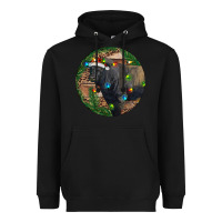 Black Black Angus Bull with Christmas Lights Heavyweight Hoodie - RanaPortraitStore