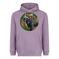 Lavender Black Angus Bull with Christmas Lights Heavyweight Hoodie - RanaPortraitStore
