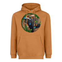 Meerkat Black Angus Bull with Christmas Lights Heavyweight Hoodie - RanaPortraitStore
