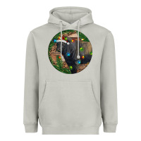 Moon Dust Black Angus Bull with Christmas Lights Heavyweight Hoodie - RanaPortraitStore