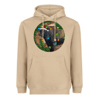 Mushroom Black Angus Bull with Christmas Lights Heavyweight Hoodie - RanaPortraitStore