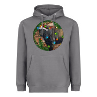Storm Black Angus Bull with Christmas Lights Heavyweight Hoodie - RanaPortraitStore