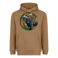 Toasted Coconut Black Angus Bull with Christmas Lights Heavyweight Hoodie - RanaPortraitStore