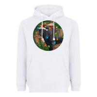 White Black Angus Bull with Christmas Lights Heavyweight Hoodie - RanaPortraitStore