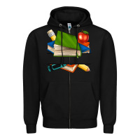 Black custom teacher books Zipper Hoodie - NancyCooperArtShop