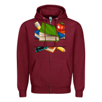 Burgundy custom teacher books Zipper Hoodie - NancyCooperArtShop