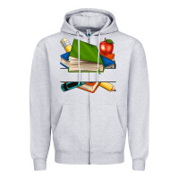 Heather Grey custom teacher books Zipper Hoodie - NancyCooperArtShop