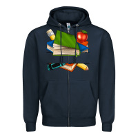 Navy custom teacher books Zipper Hoodie - NancyCooperArtShop