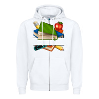 White custom teacher books Zipper Hoodie - NancyCooperArtShop
