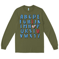 Army Green alphabet autism awareness Long Sleeve Tee - MaliasSmallBusiness