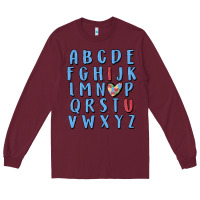Burgundy alphabet autism awareness Long Sleeve Tee - MaliasSmallBusiness