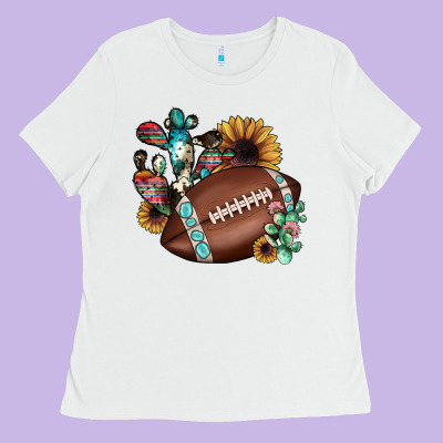 Football Cactus Sunflower Ladies Tee Designed By Jahusdesignshop