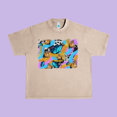 Easter Butterfly With Glitter And Cowhide  Background Urban Heavy Tee Designed By Artiststas