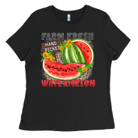 Black farm fresh watermelon Ladies Tee - Zillion Design Studio