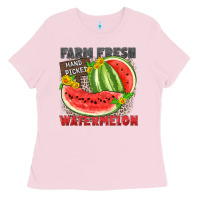 Bubblegum Pink farm fresh watermelon Ladies Tee - Zillion Design Studio