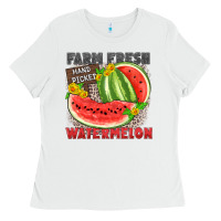 White farm fresh watermelon Ladies Tee - Zillion Design Studio