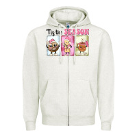 Oatmeal Heather Christmas tis the season Zipper Hoodie - MaliasSmallBusiness