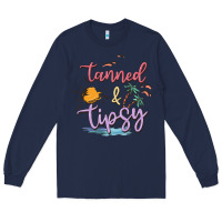 Navy tanned and tipsy Long Sleeve Tee - MaliasSmallBusiness