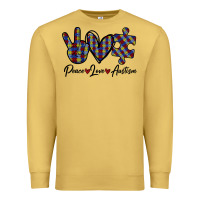 Antique Gold Peace Love Autism Premium Sweatshirt - Bettercallsaul