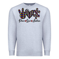 Heather Grey Peace Love Autism Premium Sweatshirt - Bettercallsaul
