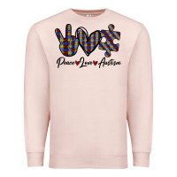 Pale Pink Peace Love Autism Premium Sweatshirt - Bettercallsaul
