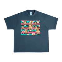 Midnight Navy easter bunny with daisy and turquoise cowhide leopard  background Urban Heavy Tee - Artiststas