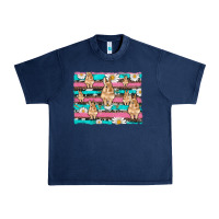 Navy easter bunny with daisy and turquoise cowhide leopard  background Urban Heavy Tee - Artiststas
