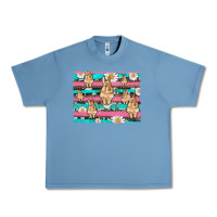 Pebble Blue easter bunny with daisy and turquoise cowhide leopard  background Urban Heavy Tee - Artiststas