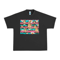 Pigment Black easter bunny with daisy and turquoise cowhide leopard  background Urban Heavy Tee - Artiststas