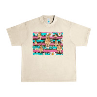 Sandshell easter bunny with daisy and turquoise cowhide leopard  background Urban Heavy Tee - Artiststas