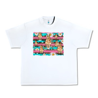 White easter bunny with daisy and turquoise cowhide leopard  background Urban Heavy Tee - Artiststas