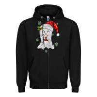 Black merry christmas ghost Zipper Hoodie - MaliasSmallBusiness