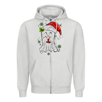 Dove Grey merry christmas ghost Zipper Hoodie - MaliasSmallBusiness