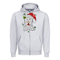 Heather Grey merry christmas ghost Zipper Hoodie - MaliasSmallBusiness