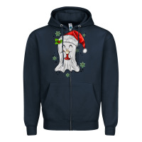 Navy merry christmas ghost Zipper Hoodie - MaliasSmallBusiness
