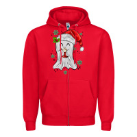 Red merry christmas ghost Zipper Hoodie - MaliasSmallBusiness