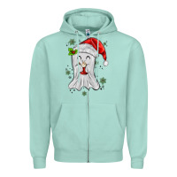 Seafoam merry christmas ghost Zipper Hoodie - MaliasSmallBusiness