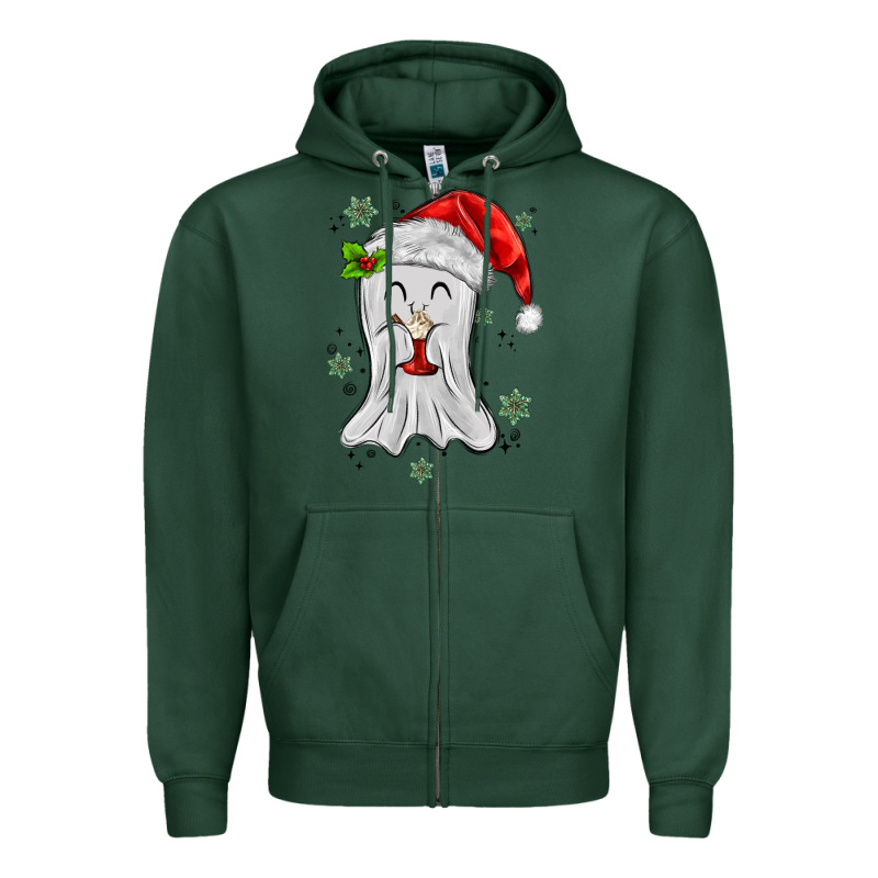 Merry Christmas Ghost Zipper Hoodie by MaliasSmallBusiness | Teevron