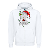 White merry christmas ghost Zipper Hoodie - MaliasSmallBusiness