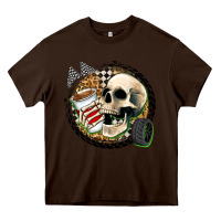 Chocolate Brown race skull Heavy Core Tee - Zillion Design Studio