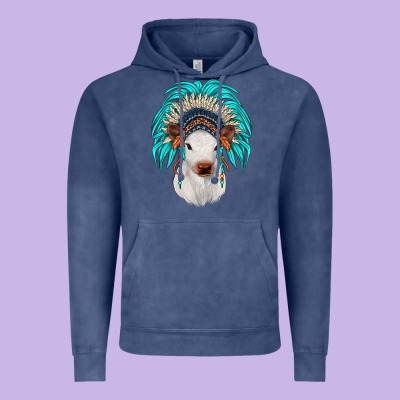 Calf Indian Headdress Vintage Hoodie Designed By Jahusdesignshop