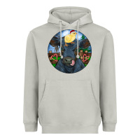 Moon Dust Black Angus Cattle with Santa Chick Christmas Heavyweight Hoodie - RanaPortraitStore