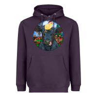 Plum Black Angus Cattle with Santa Chick Christmas Heavyweight Hoodie - RanaPortraitStore